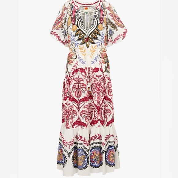 FARM Rio Dresses & Skirts - FARM Rio Camafeu Boho Glam Maxi Dress with Red, Blue & Gold Floral Print